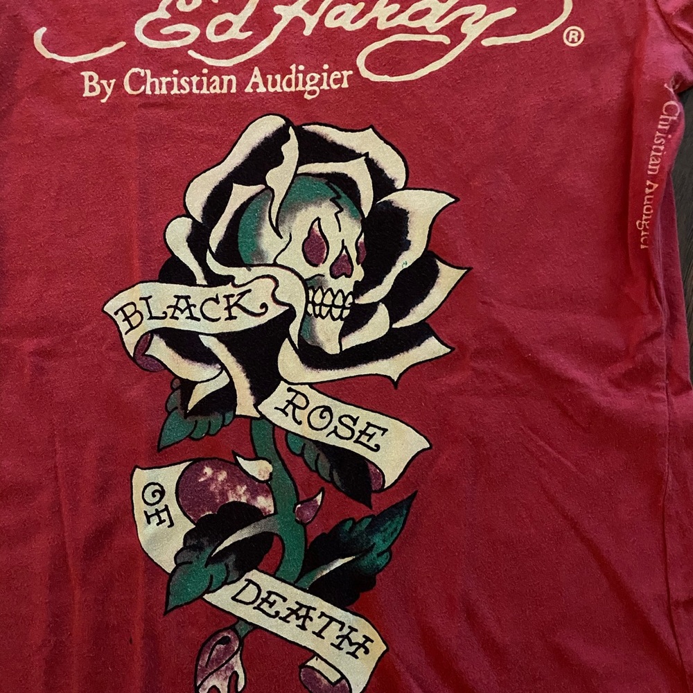 ED HARDY T Shirt “Black Rose Of Death” XS